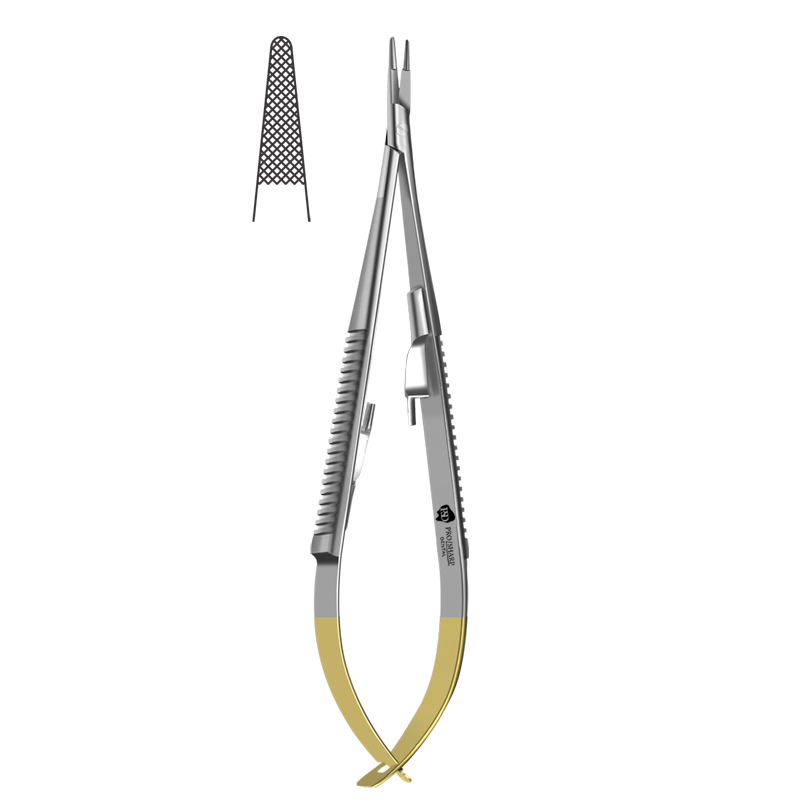 Castroviejo Needle Holder 14cm Serrated Tip With Scissor Straight TC